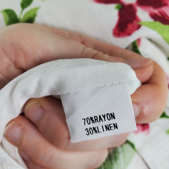 US 8 Petal & Pup Fyrsil Dress White Floral Rayon Linen Midi Length Sleeveless - Picture 10 of 13